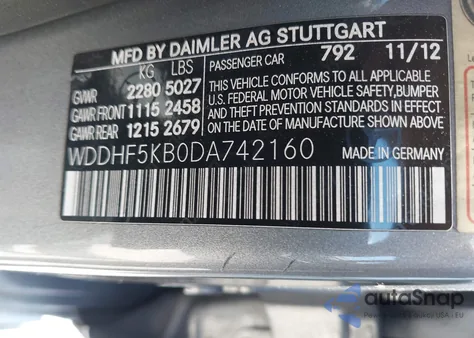 2013 Mercedes-Benz E 350 z USA, uszkodzony, nr VIN WDDHF5KB0DA742160